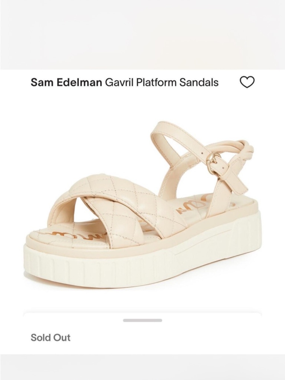 Sam Edelman Quilted Platform Sandal - Cream/White